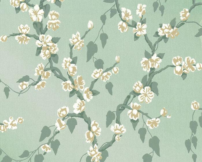 Little Greene Wallpaper - Sakura Aqua Lustre