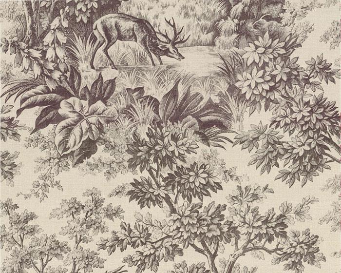 Little Greene Wallpaper - Stag Toile Chocolat