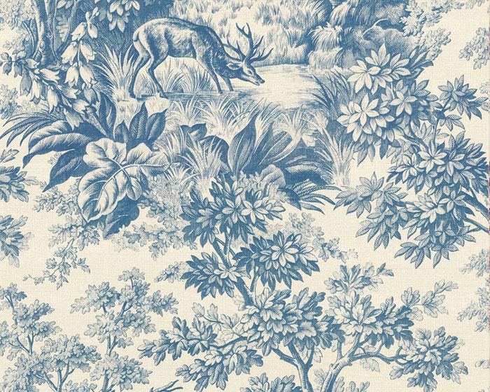 Little Greene Wallpaper - Stag Toile Juniper