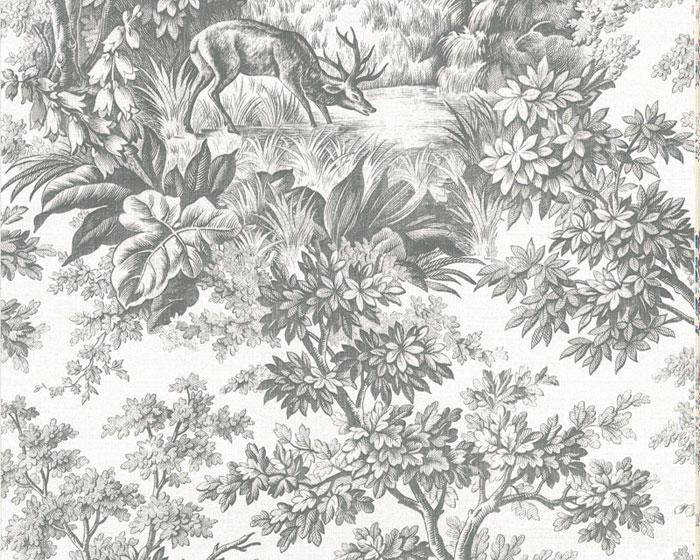 Little Greene Wallpaper - Stag Toile Moss