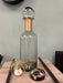 Tall Apothecary Bottle, Smoked Glass, Metal Gold Band