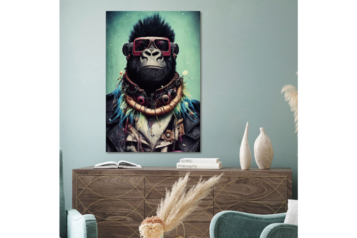 Bold Glass Animal Wall Art – Tribal Gorilla Portrait & HighQuality Finish  