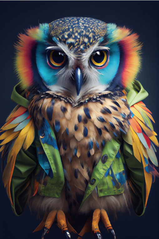 Vivid Glass Animal Wall Art – Colorful Owl Portrait & High Quality Finish  