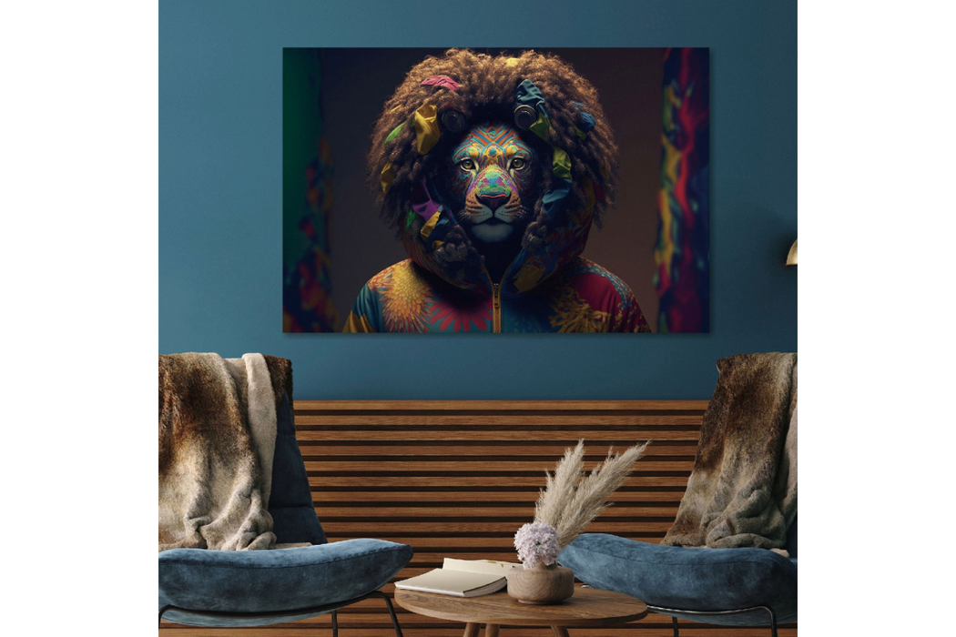 Animal Glass Wall Art 'Afro Lion'