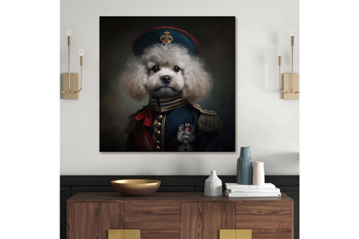 Charming Glass Animal Wall Art – Officer Dog Portrait & High Quality Finish  