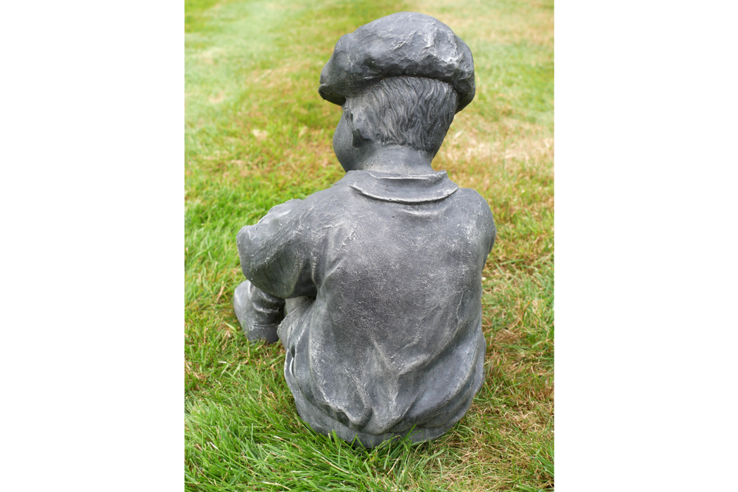 Vintage Sitting Boy Footballer Garden Statue