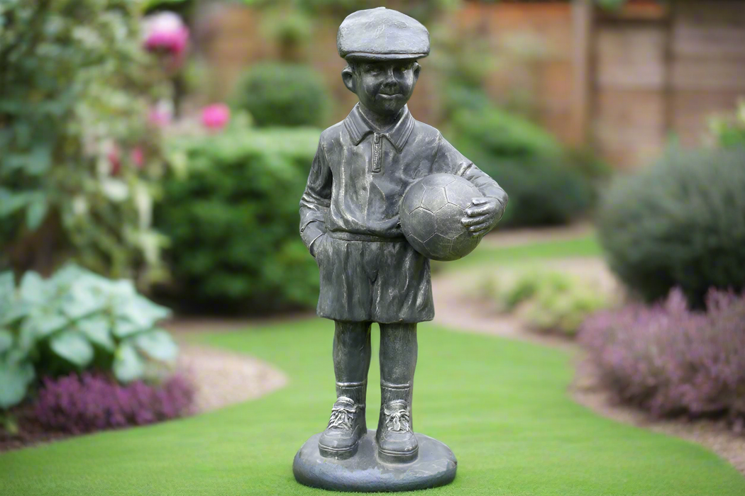 Vintage Boy Footballer Garden Statue