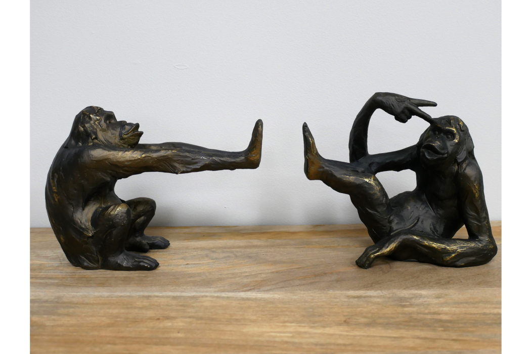 Antique Bronze Monkey Bookends – Playful Artistic Pair