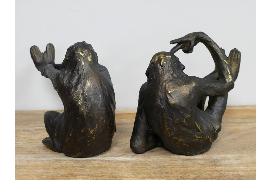 Antique Bronze Monkey Bookends – Playful Artistic Pair