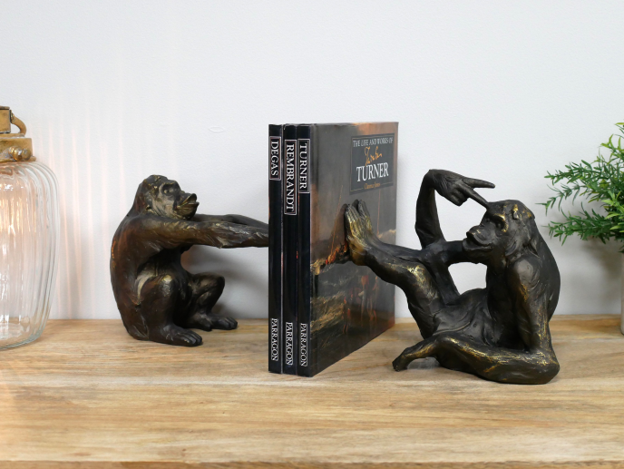 Antique Bronze Monkey Bookends – Playful Artistic Pair - Decor Interiors