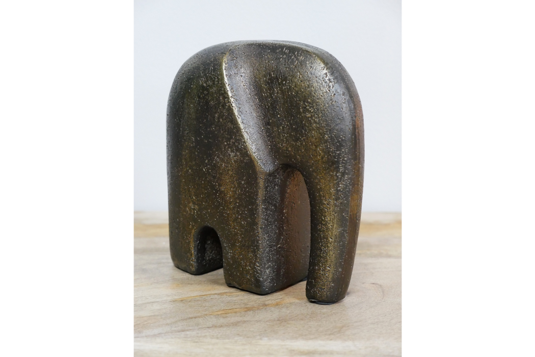 Modern Antique Bronze Resin Elephant Sculpture (Small) – Artistic Accent Decor