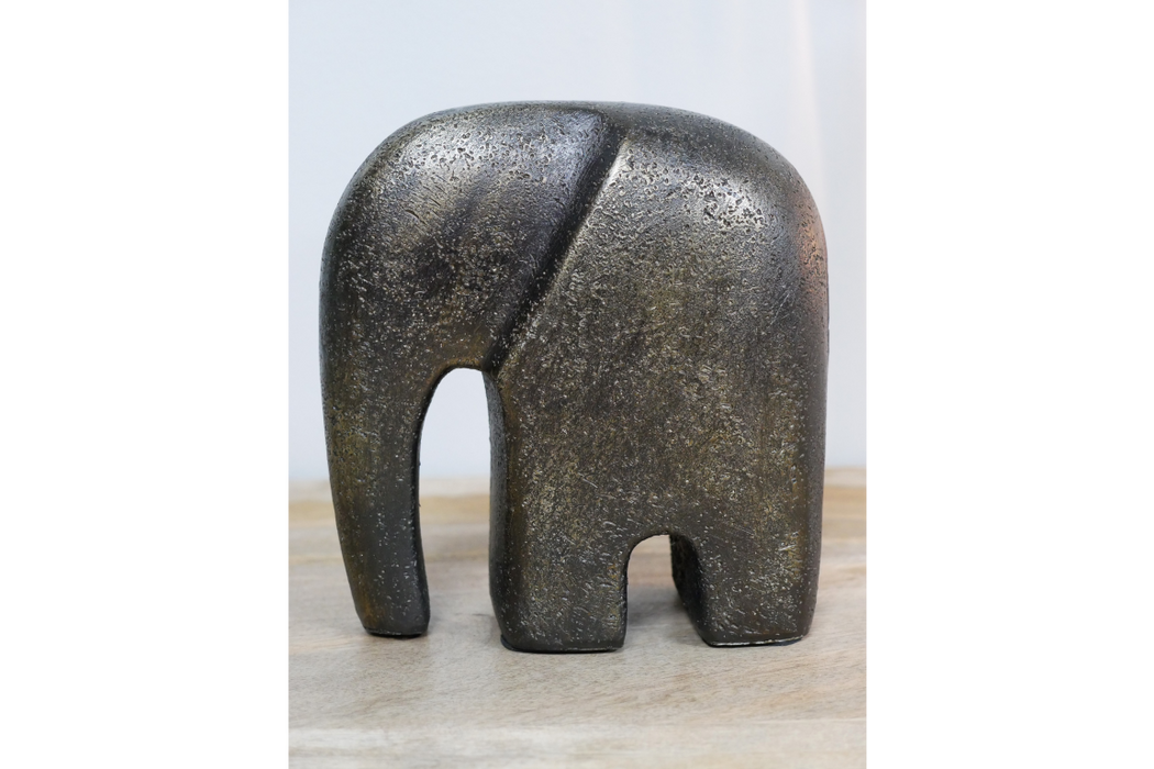 Modern Antique Bronze Resin Elephant Sculpture (Small) – Artistic Accent Decor