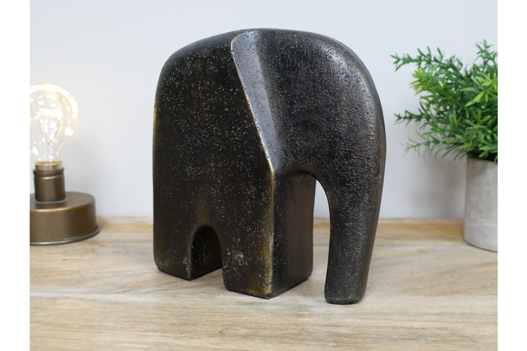 Modern Antique Bronze Resin Elephant Sculpture ( Large ) Artistic Accent Decor