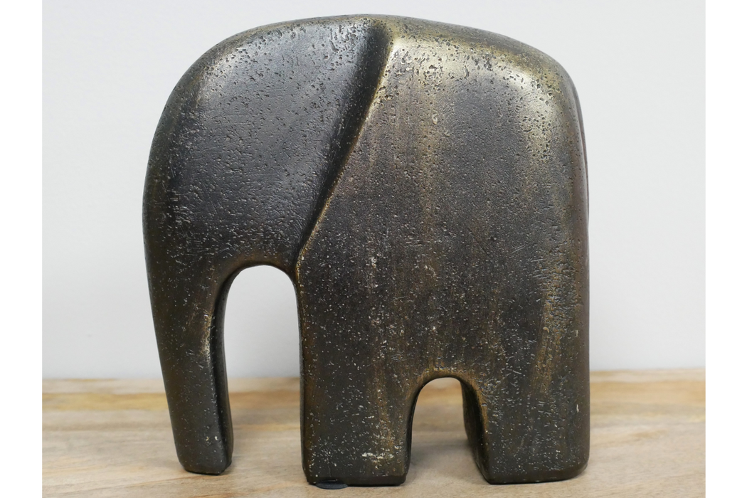 Modern Antique Bronze Resin Elephant Sculpture ( Large ) Artistic Accent Decor