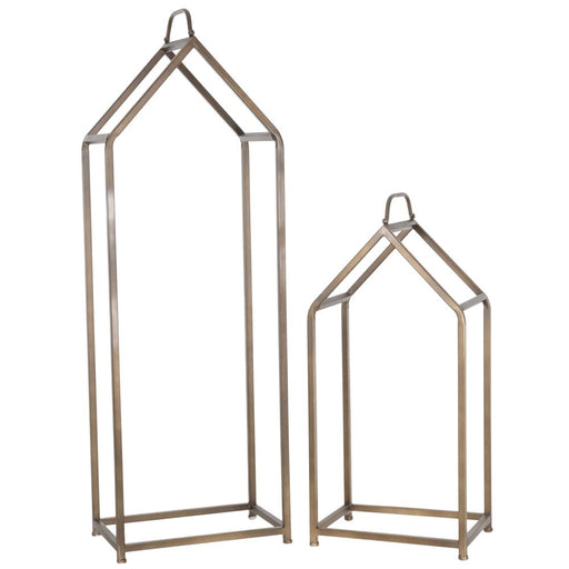 A/Q Brass Set of Two Log Holders (41x115x24 cm & 36x75x24 cm)