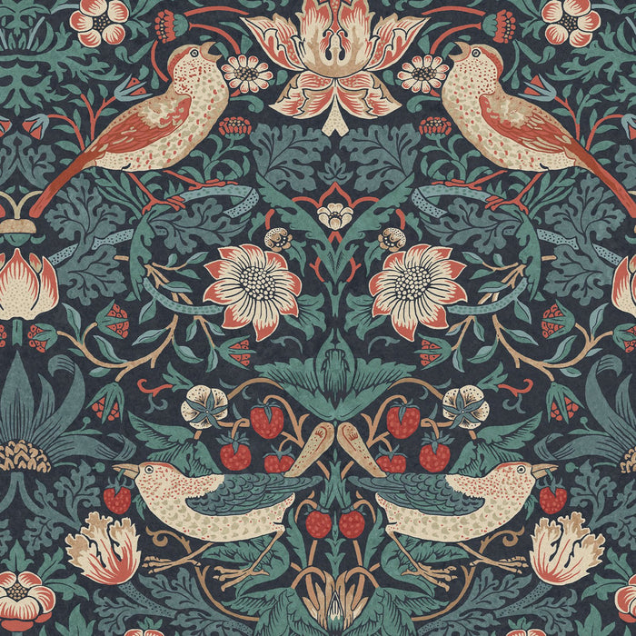 William Morris At Home Wallpaper - Strawberry Thief - Deep Blue