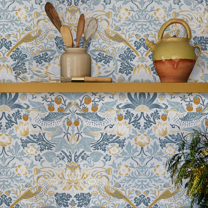 William Morris At Home Wallpaper - Strawberry Thief - Plum