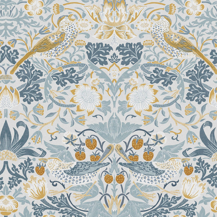 William Morris At Home Wallpaper - Strawberry Thief - Soft Blue