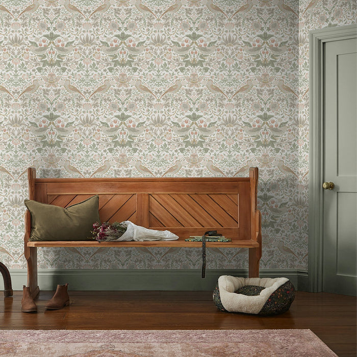 William Morris At Home Wallpaper - Strawberry Thief - Plum