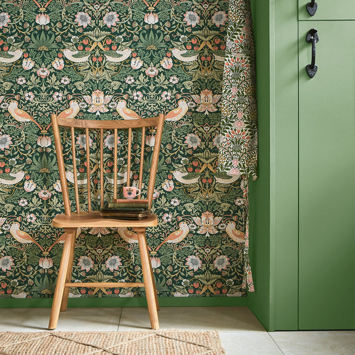 William Morris At Home Wallpaper - Strawberry Thief - Plum