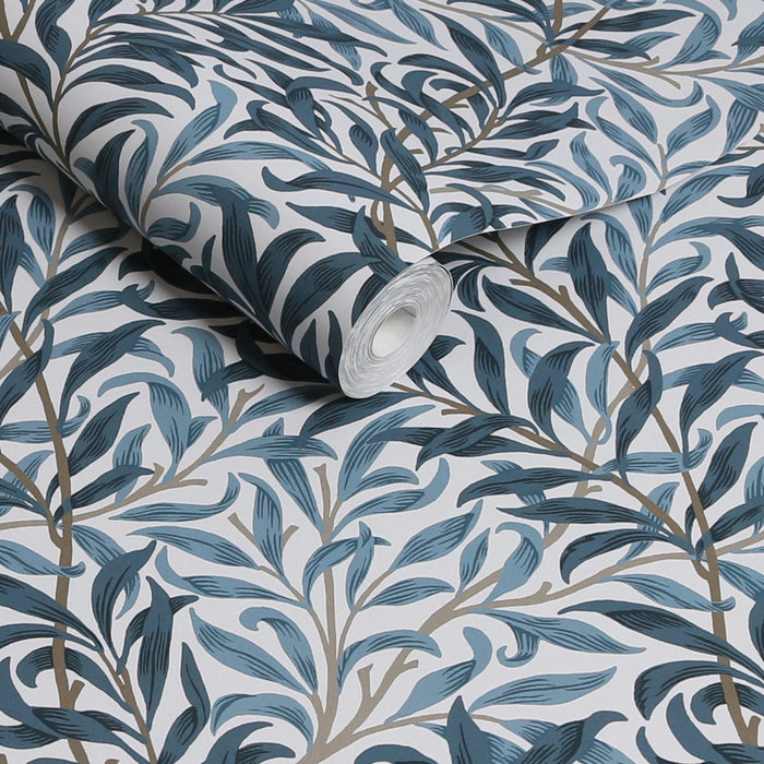 William Morris At Home Wallpaper - Willow Bough - White & Blues