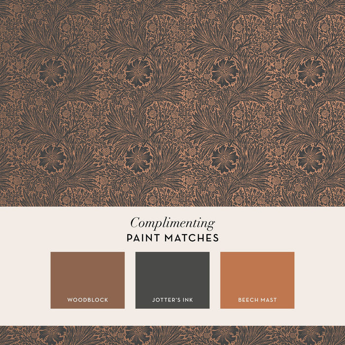 William Morris At Home Wallpaper - Marigold - Fibrous Charcoal