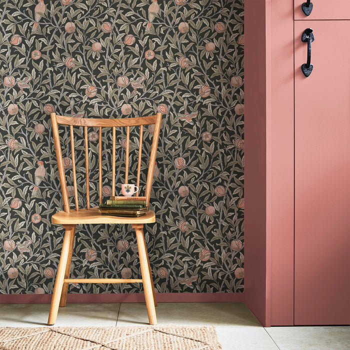 William Morris At Home Wallpaper - Bird & Pomegranate - Navy Blue