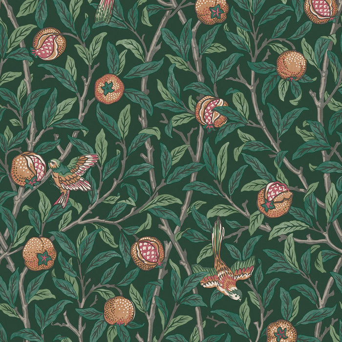 William Morris At Home Wallpaper - Bird & Pomegranate - Deep Green