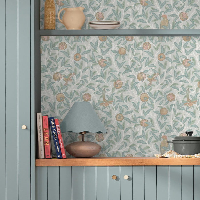 William Morris At Home Wallpaper - Bird & Pomegranate - Deep Green