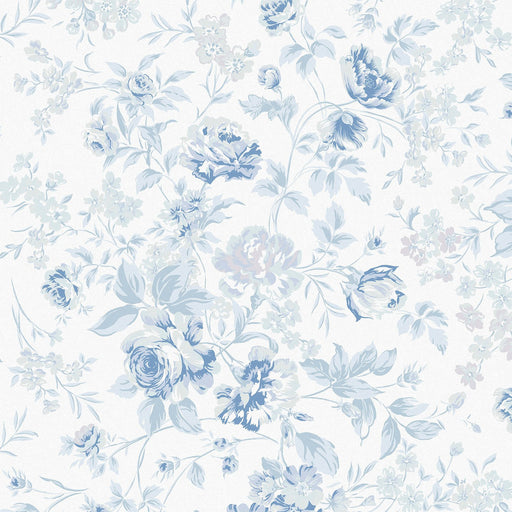 Shabby Chic Wallpaper by Rachel Ashwell - Romantic Rose - Blue