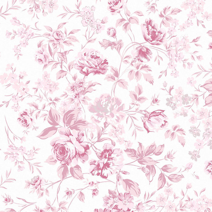 Shabby Chic Wallpaper by Rachel Ashwell - Romantic Rose - Pink