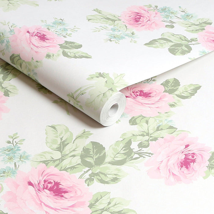 Shabby Chic Wallpaper by Rachel Ashwell - Royal Bouquet - Pink