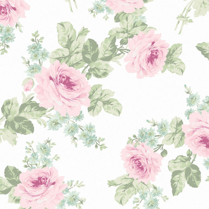 Shabby Chic Wallpaper by Rachel Ashwell - Royal Bouquet - Pink