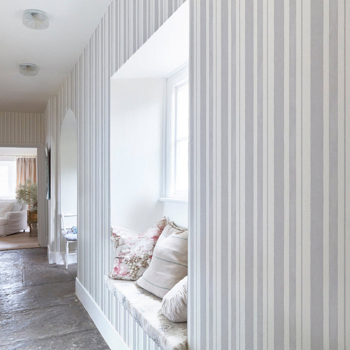 Shabby Chic Wallpaper by Rachel Ashwell - Watercolour Stripe - Blue