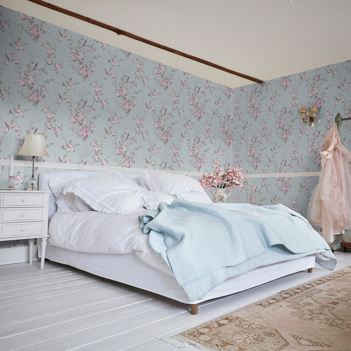 Shabby Chic Wallpaper by Rachel Ashwell - Bird Chinoiserie - Green