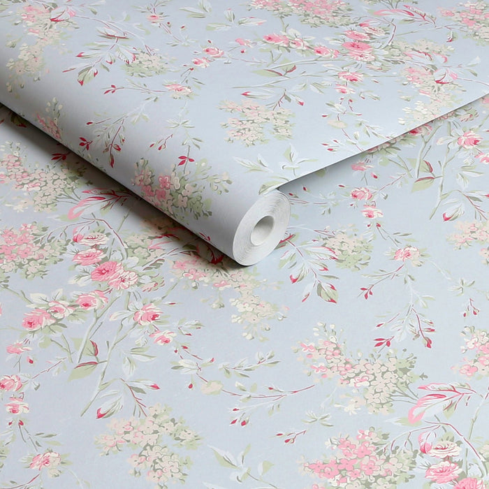 Shabby Chic Wallpaper by Rachel Ashwell - Chelsea - Blue