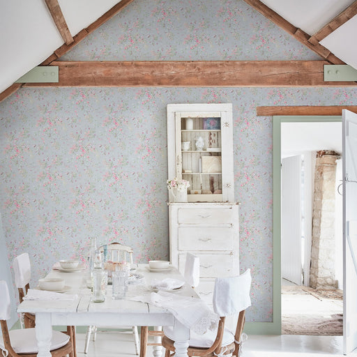 Shabby Chic Wallpaper by Rachel Ashwell - Chelsea - Blue