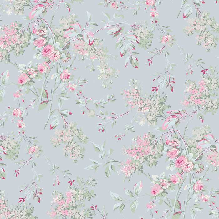 Shabby Chic Wallpaper by Rachel Ashwell - Chelsea - Blue