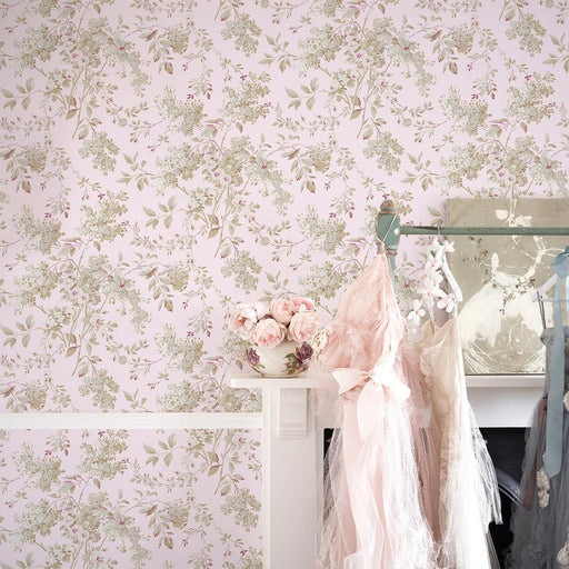 Shabby Chic Wallpaper by Rachel Ashwell - Chelsea - Pink