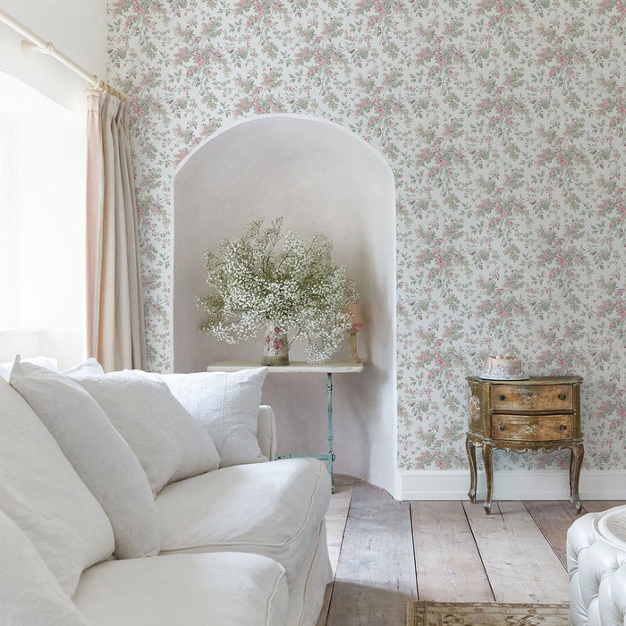 Shabby Chic Wallpaper by Rachel Ashwell - Chelsea - Pink