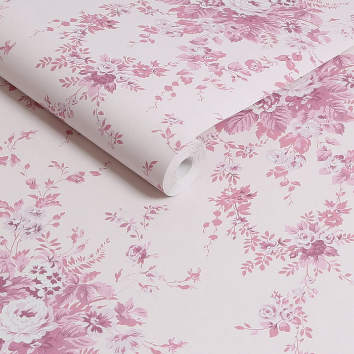 Shabby Chic Wallpaper by Rachel Ashwell - Garden Floral - Pink Tonal