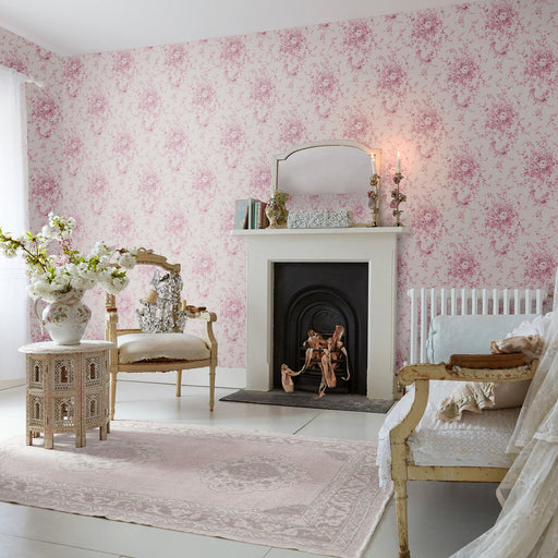 Shabby Chic Wallpaper by Rachel Ashwell - Garden Floral - Pink Tonal