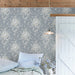 Shabby Chic Wallpaper by Rachel Ashwell - Garden Floral - Slate Grey