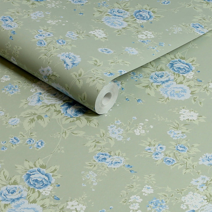 Shabby Chic Wallpaper by Rachel Ashwell - Wild Flower - Sage