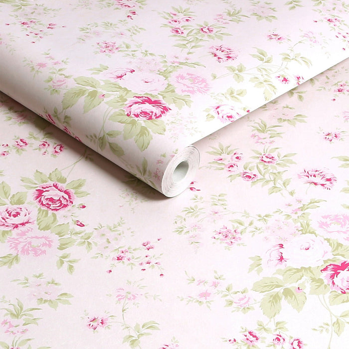 Shabby Chic Wallpaper by Rachel Ashwell - Wild Flower - Pink