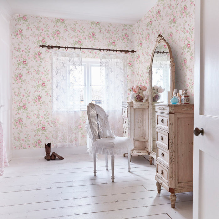 Shabby Chic Wallpaper by Rachel Ashwell - Wild Flower - Pink