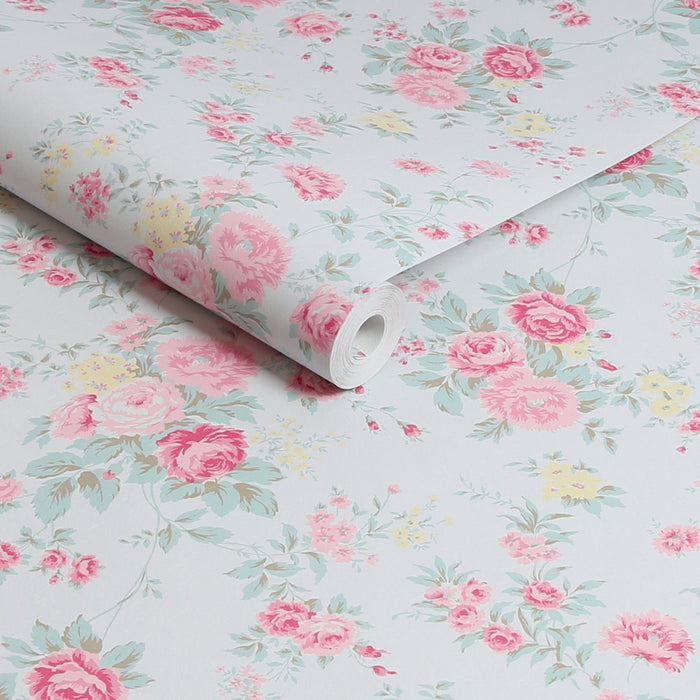 Shabby Chic Wallpaper by Rachel Ashwell - Wild Flower - Blue