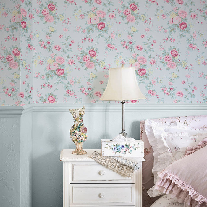 Shabby Chic Wallpaper by Rachel Ashwell - Wild Flower - Off White