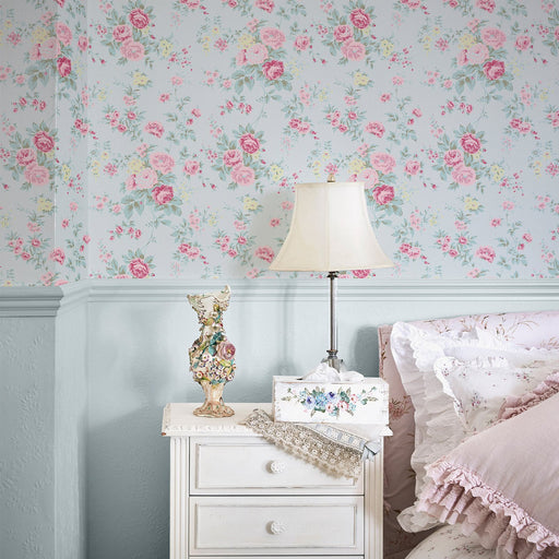 Shabby Chic Wallpaper by Rachel Ashwell - Wild Flower - Blue