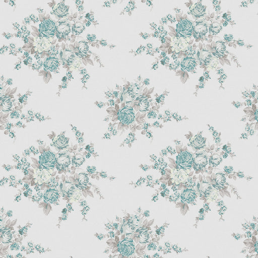 Shabby Chic Wallpaper by Rachel Ashwell - Rose Blossom - Teal